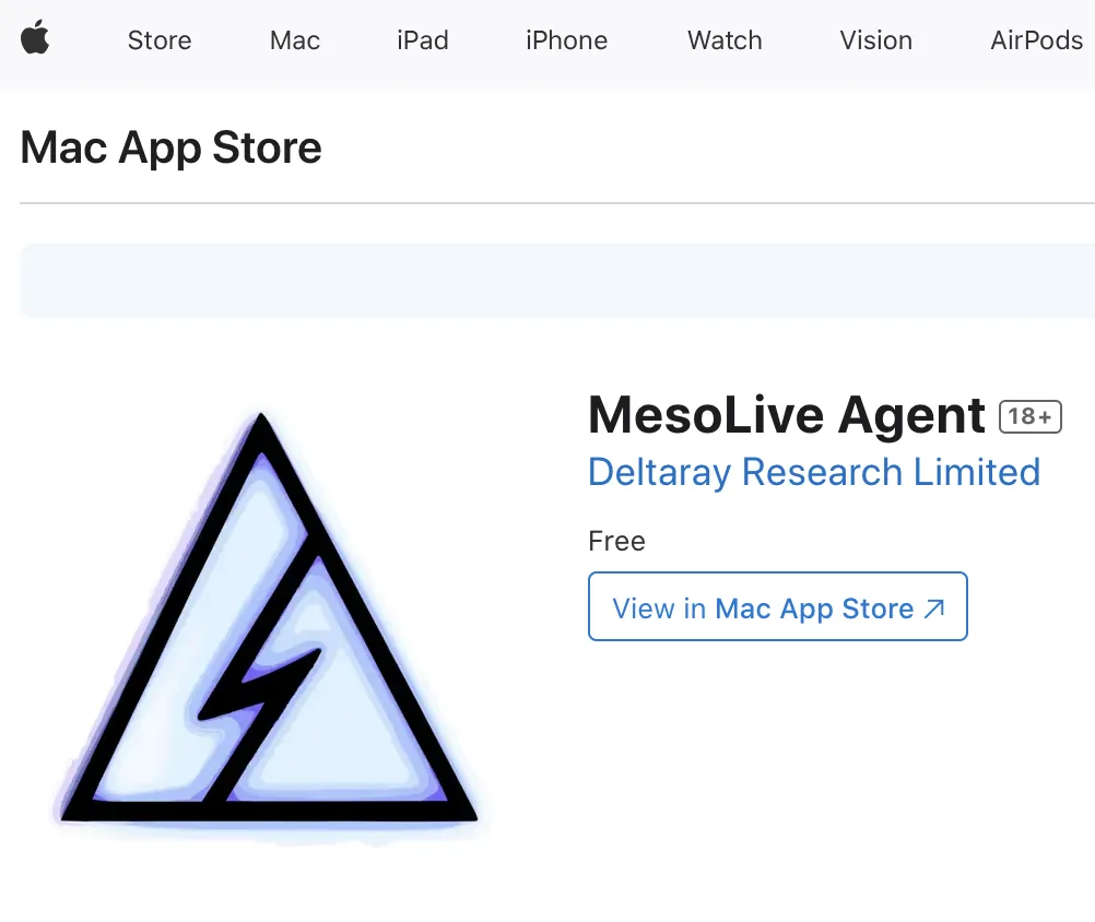 MesoLive Agent in Mac App Store